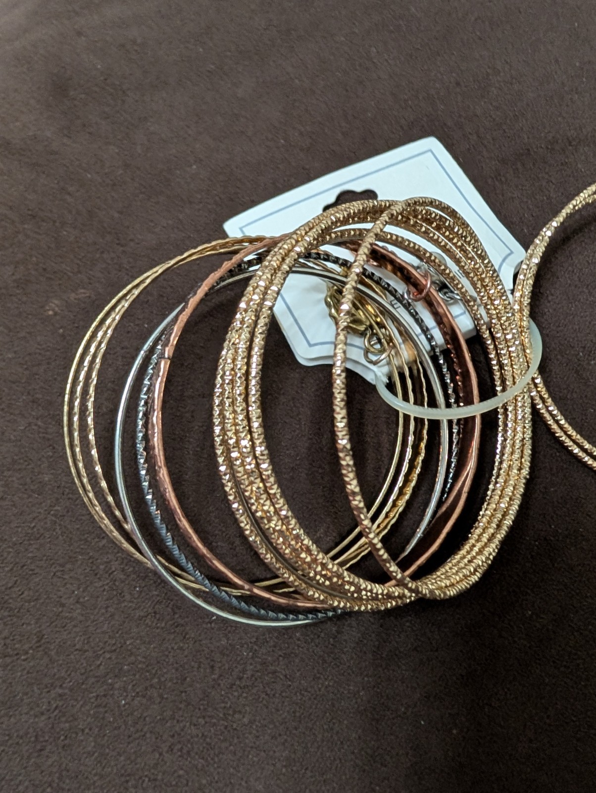 Stackable Bangle Bracelet Set 15pc Multicolor Mixed Metal Tones Slip-On