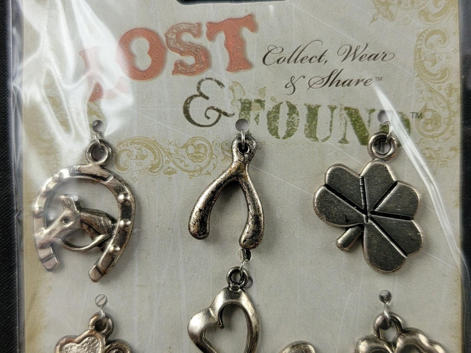Blue Moon Beads Necklace Charms Lot of 4 Birds Horseshoe Four Leaf Clover Metal