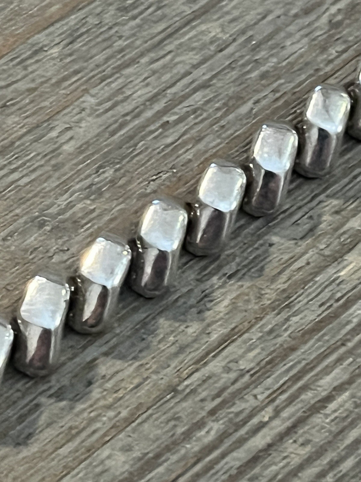 925 Sterling Silver Macaroni Link Bracelet Made In Italy 7.25 inches