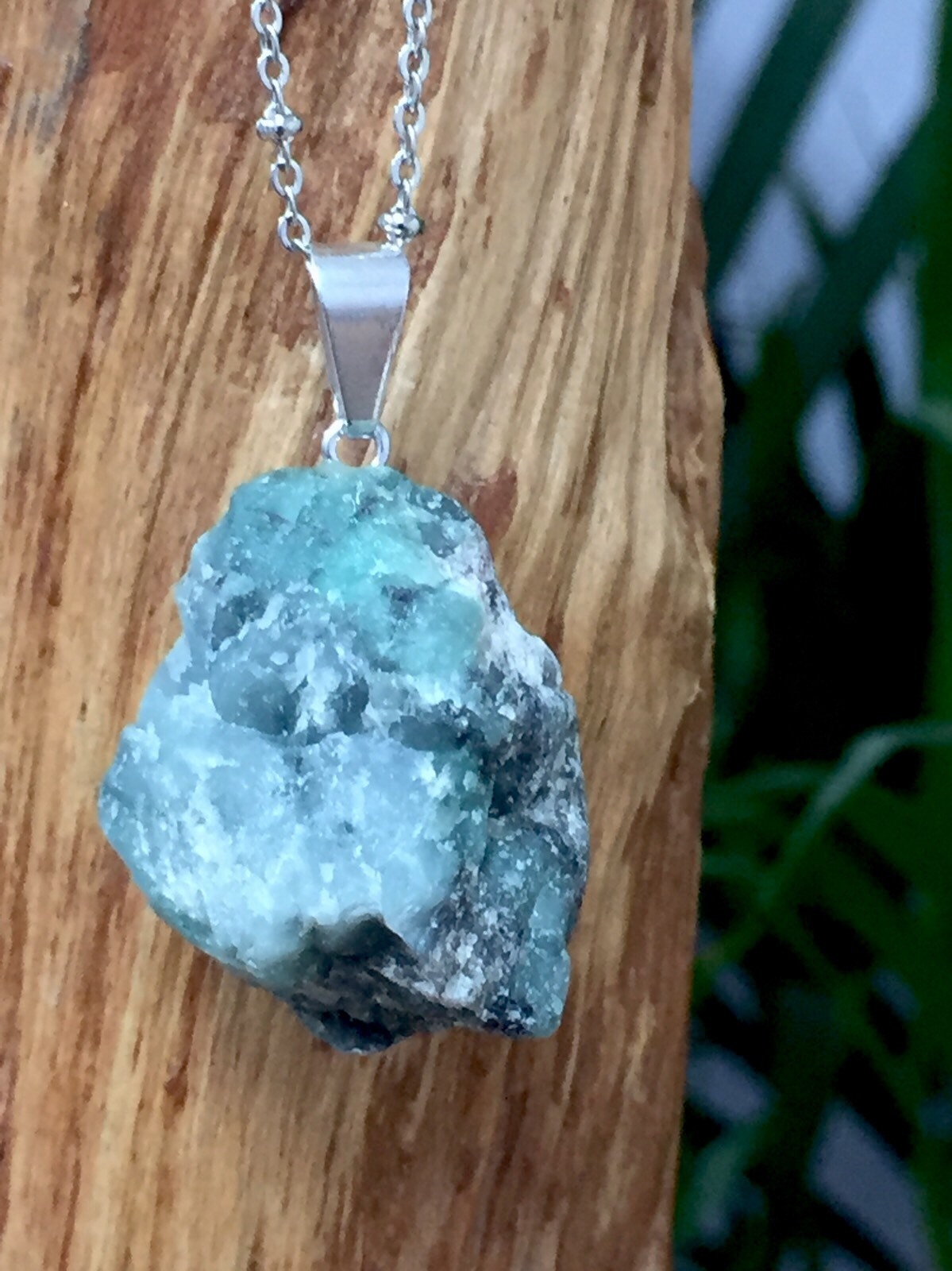 Rough Emerald Pendant Emerald Crystal Quartz Gemstone Specimen Reiki Chakra.