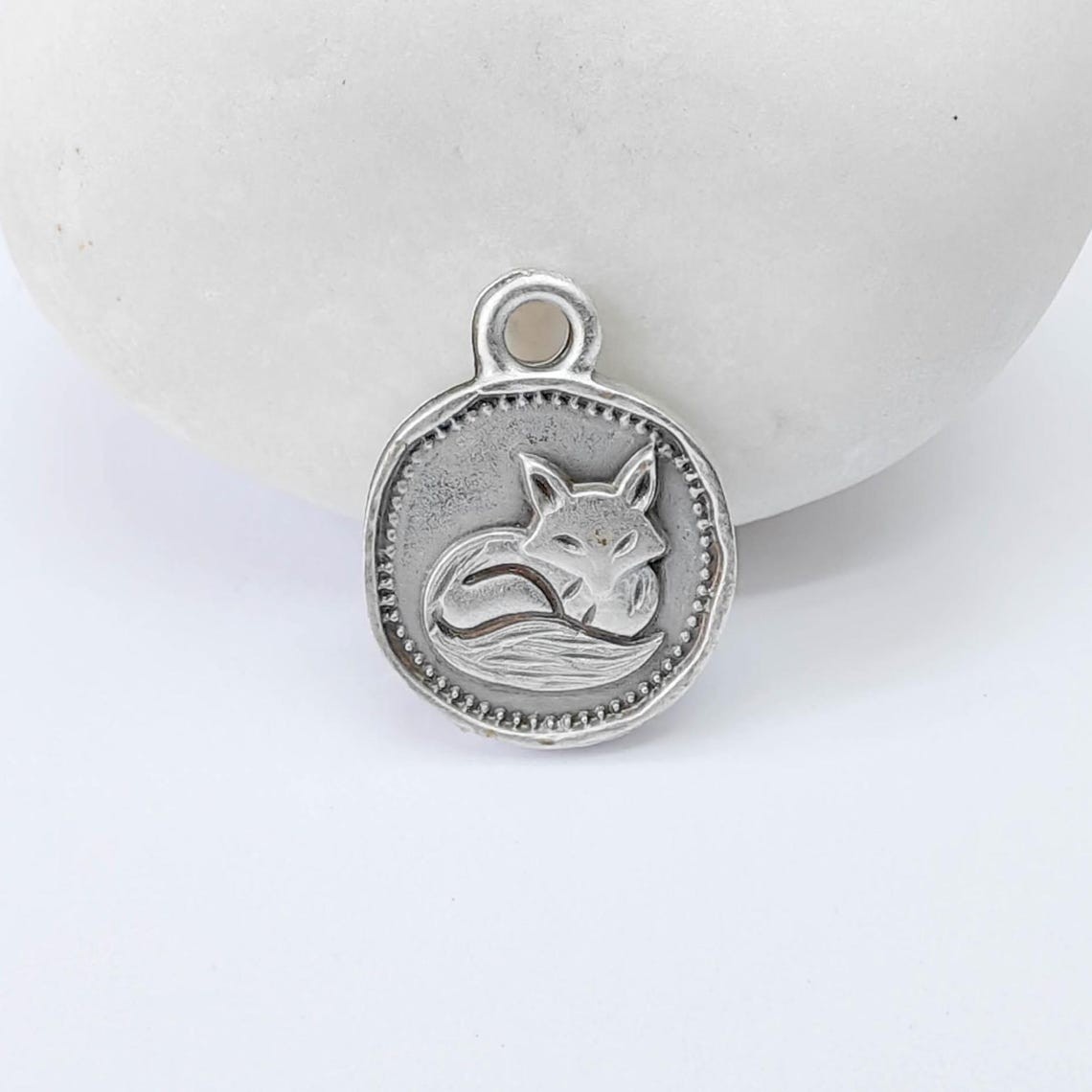5 Fox Charms, Animal Double Sided Pendant Earring Antique Silver 16x13mm G37978
