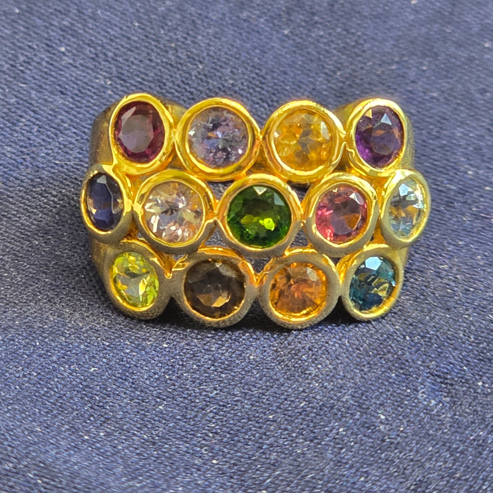 Sterling Silver Ring 6.49g Fine Jewelry Size 8 Band Multicolor Stones *READ*