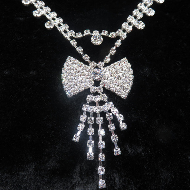 Wedding Butterfly RHINESTONE CRYSTAL BIB Pendant NECKLACE EARRINGS SET BRIDAL