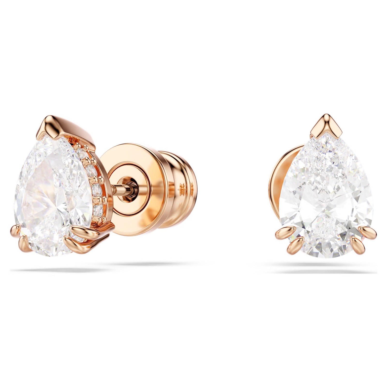 Swarovski Stilla Stud Earrings, Pear Cut, White, Rose Gold Tone Plated 5734248