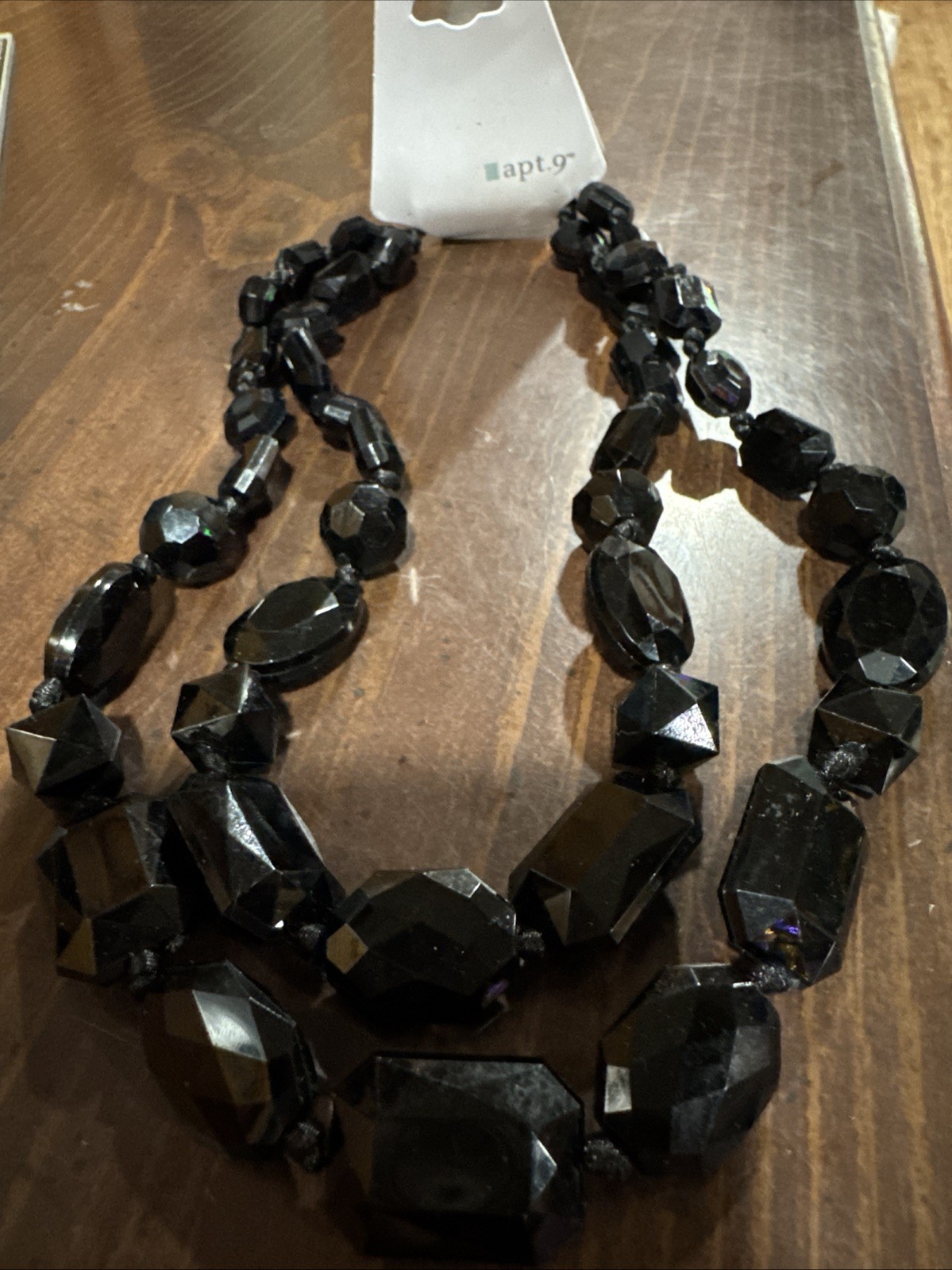 Apt. 9 Black Faceted Necklace Crystals & Square Beads