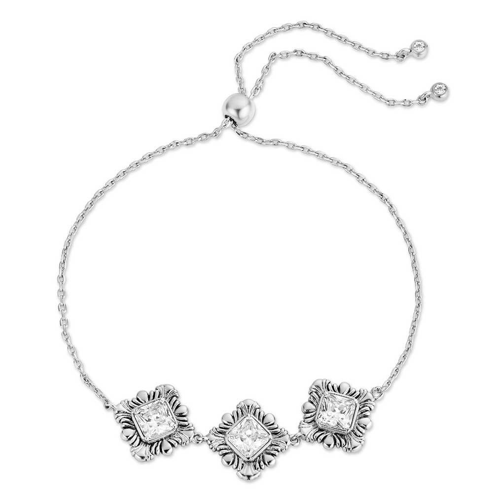 Montana Silversmiths Square Dance Crystal Floral Adjustable Bolo Bracelet