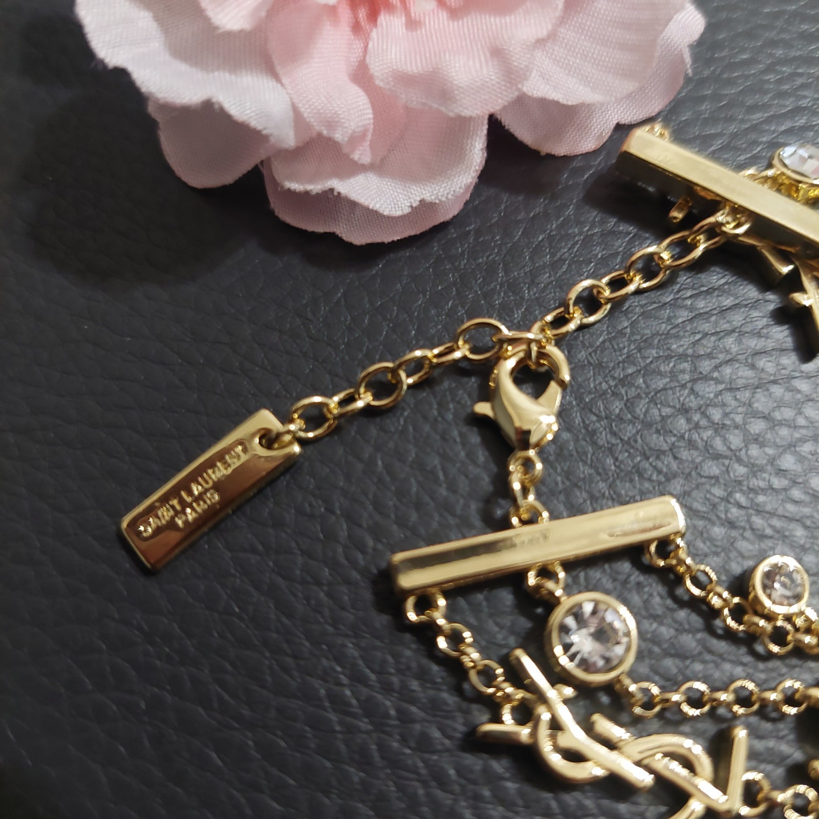 YSL Saint Laurent Cassandre Chain Logo Monogram Gold Bracelet
