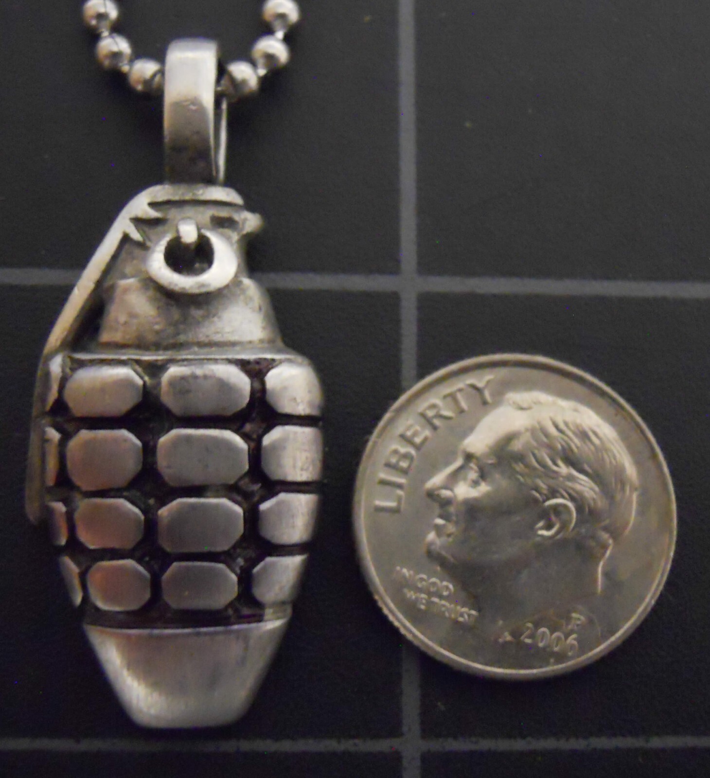 Necklace HAND GRENADE Pendant Stainless Ball Chain New Explosive Charm