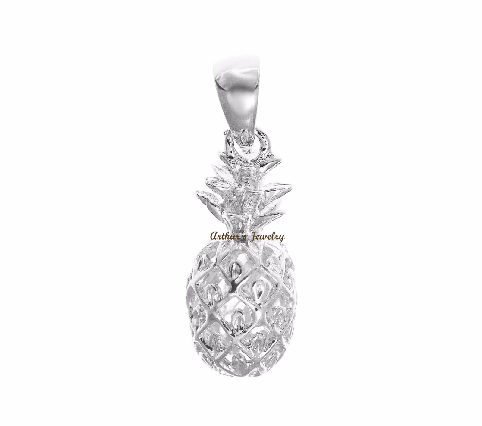 STERLING SILVER 925 HAWAIIAN 3D PINEAPPLE CHARM PENDANT SMALL