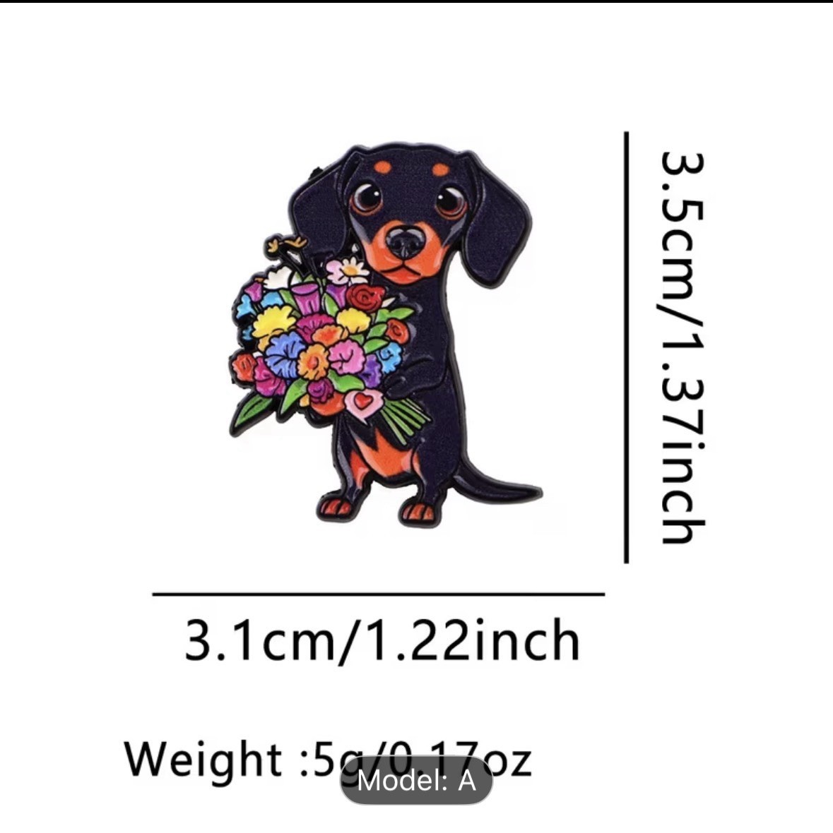 1pc Cute Dachshund Dog Enamel Pin | Zinc Alloy Brooch with Silicone Back
