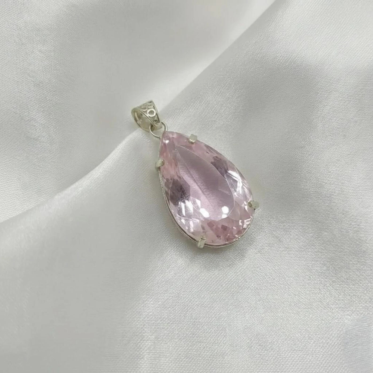 Massive 45.55 Ct Pink Pear Topaz Pendant – Sterling Sliver Jewelry With Chain