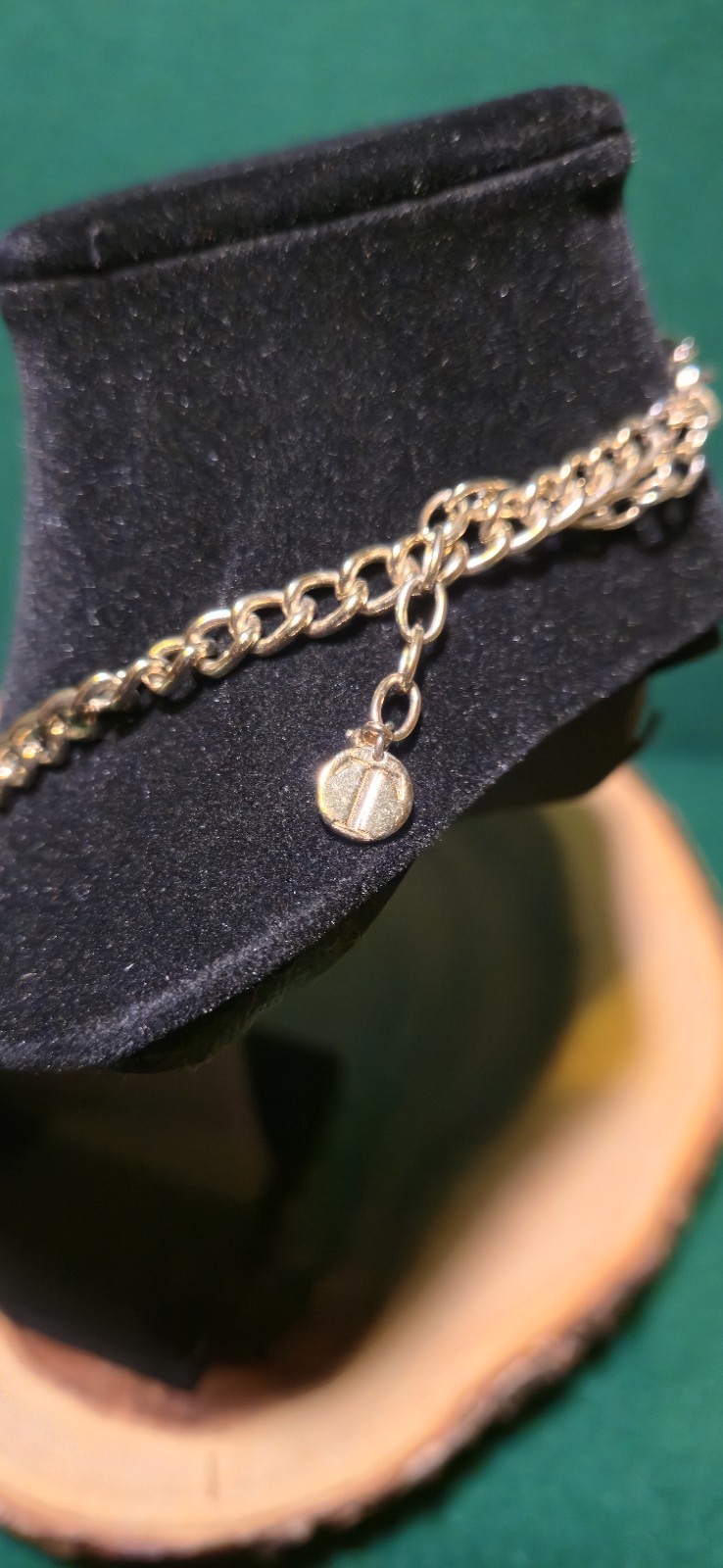 Vintage TALBOTS Gold Tone Cable Chain Statement Necklace, Acrylic Stones.