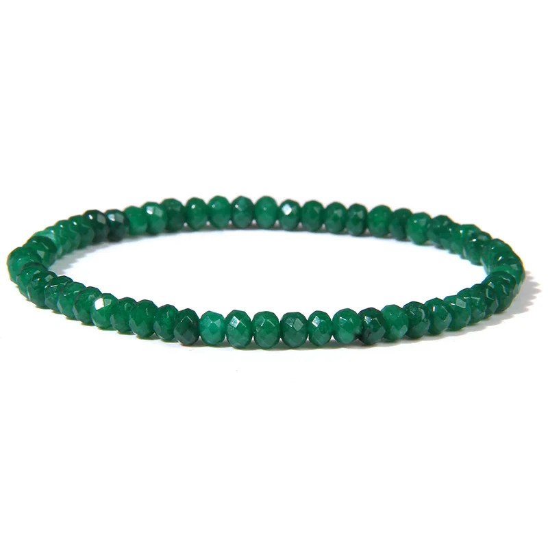 Faceted Stone Beaded Bracelet Women Colorful Jade Quartz Mixed Round Jewelry