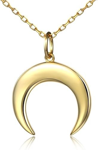 US Seller Solid Sterling Silver 925 Dainty Crescent Moon, 18K GP, 16+2″ Chain