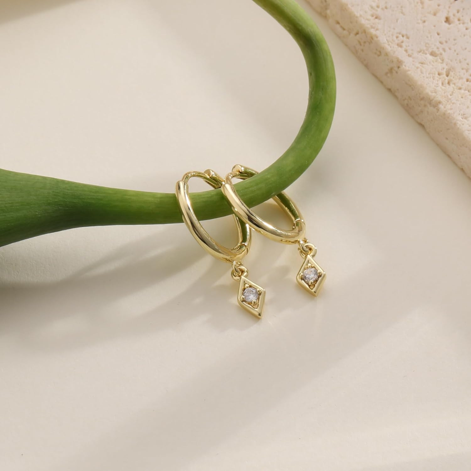 Gold Earrings for Women Trendy Dainty Paperclip Link Drop Dangle Earrings 14K Go