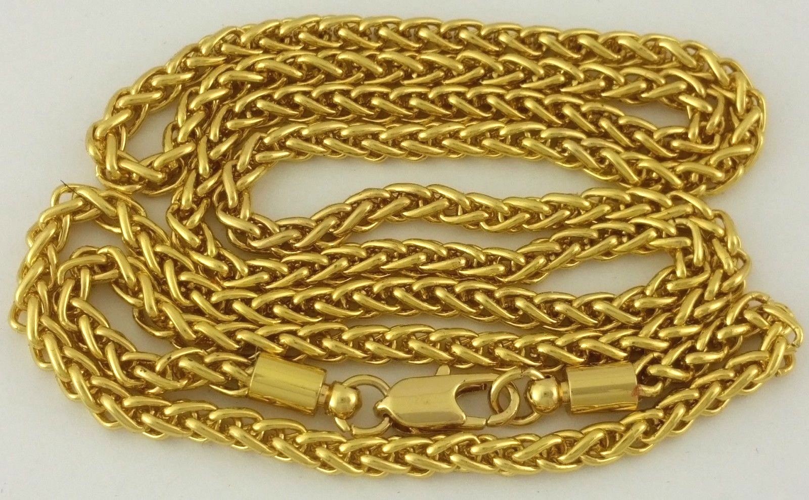 14k Gold Clad Stainless Steel Round Knitted Franco Rope Chain Necklace 3mm