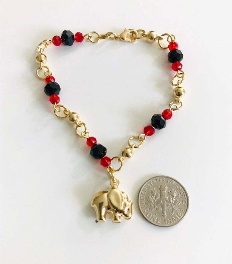 18K GOLD FILLED ELEPHANT BRACELET 7.5 LUCK / PULSERA DE ELEFANTE . B139