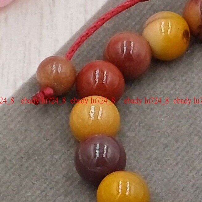 Handmade 6/8mm Natural Multicolor Mookaite Crystal Round Gemstone Bracelet 7.5”