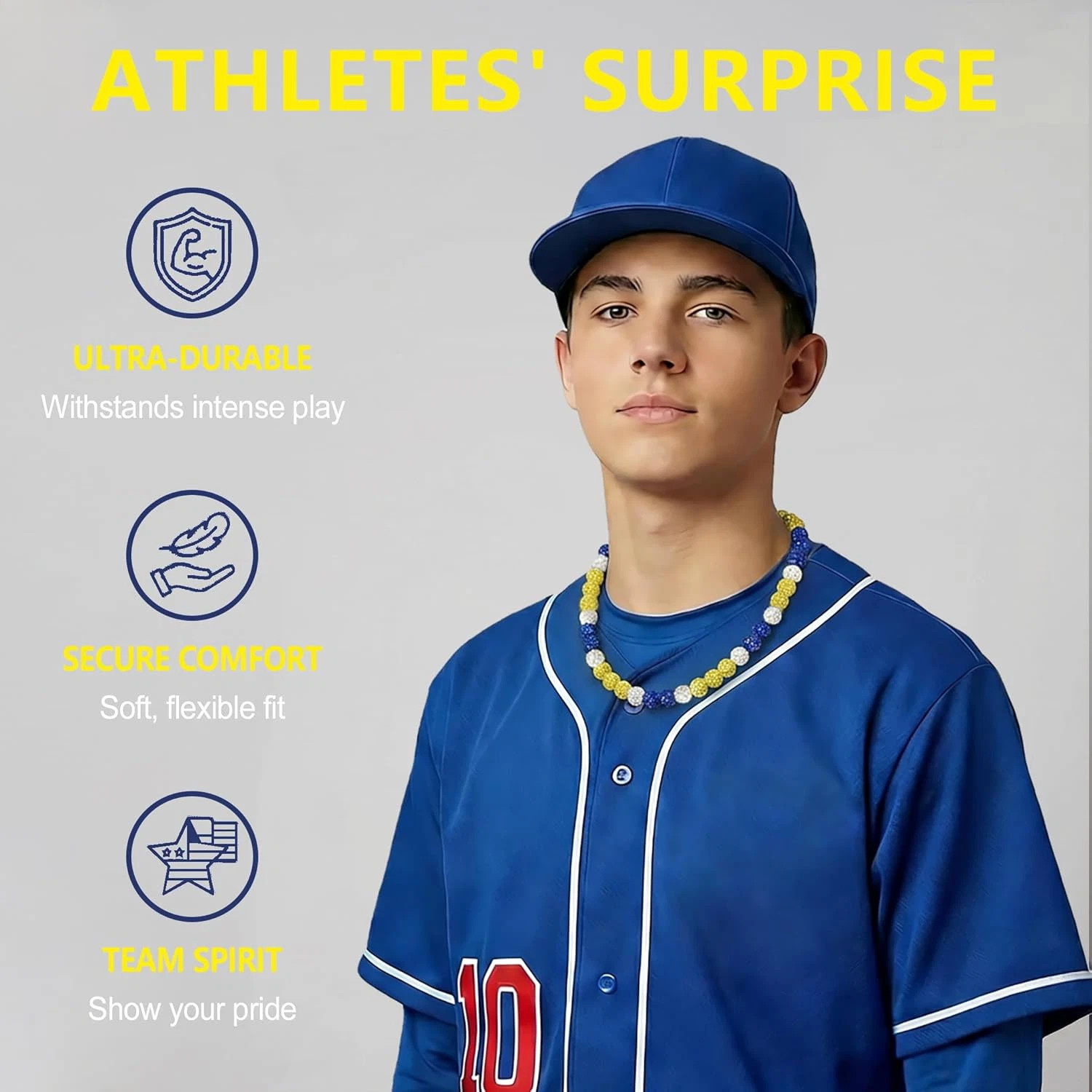 1x Baseball Bling Chain Beaded Necklace Gifts For Men Player Team Lovers 16″-20″