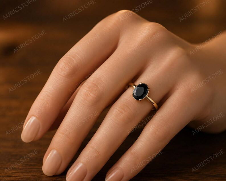 Lab Created Black Hakik Ring, Base Metal: Brass Finish: Gold Plated