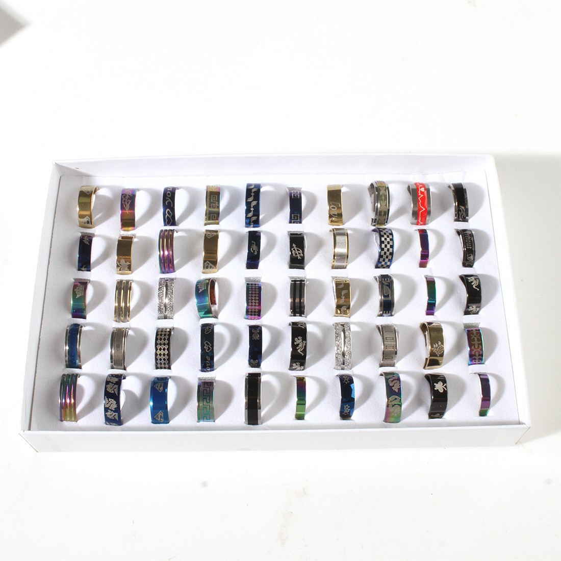 Wholesale 50pcs Mix Stainless Steel Rings Jewelry Women Charm Party Gift Finger