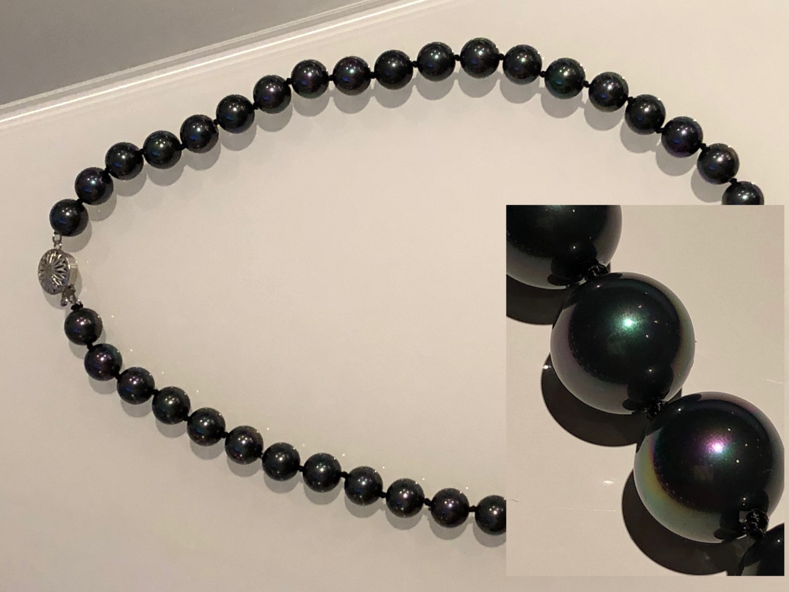 Clearance Sale! 9mm Black Luxurious Tahitian Colored Pearl Necklace 18inch