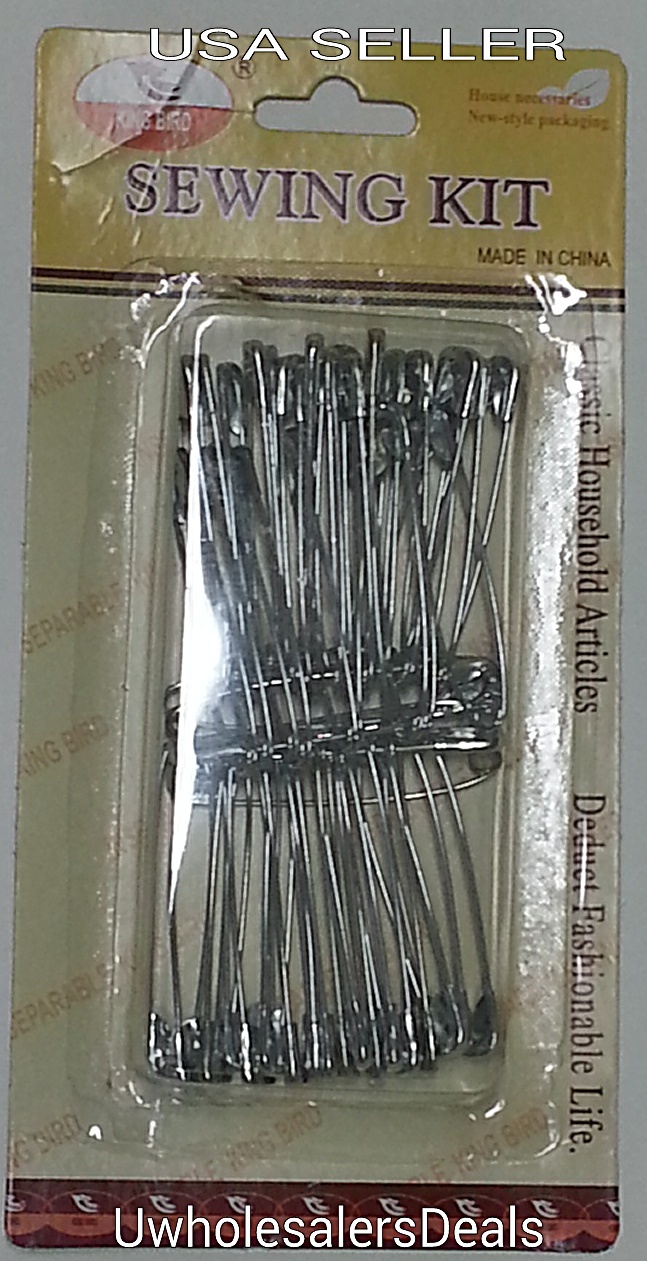 50 Jumbo Safety Pins Silver Tone (2 Inches Long) NEW in Pack