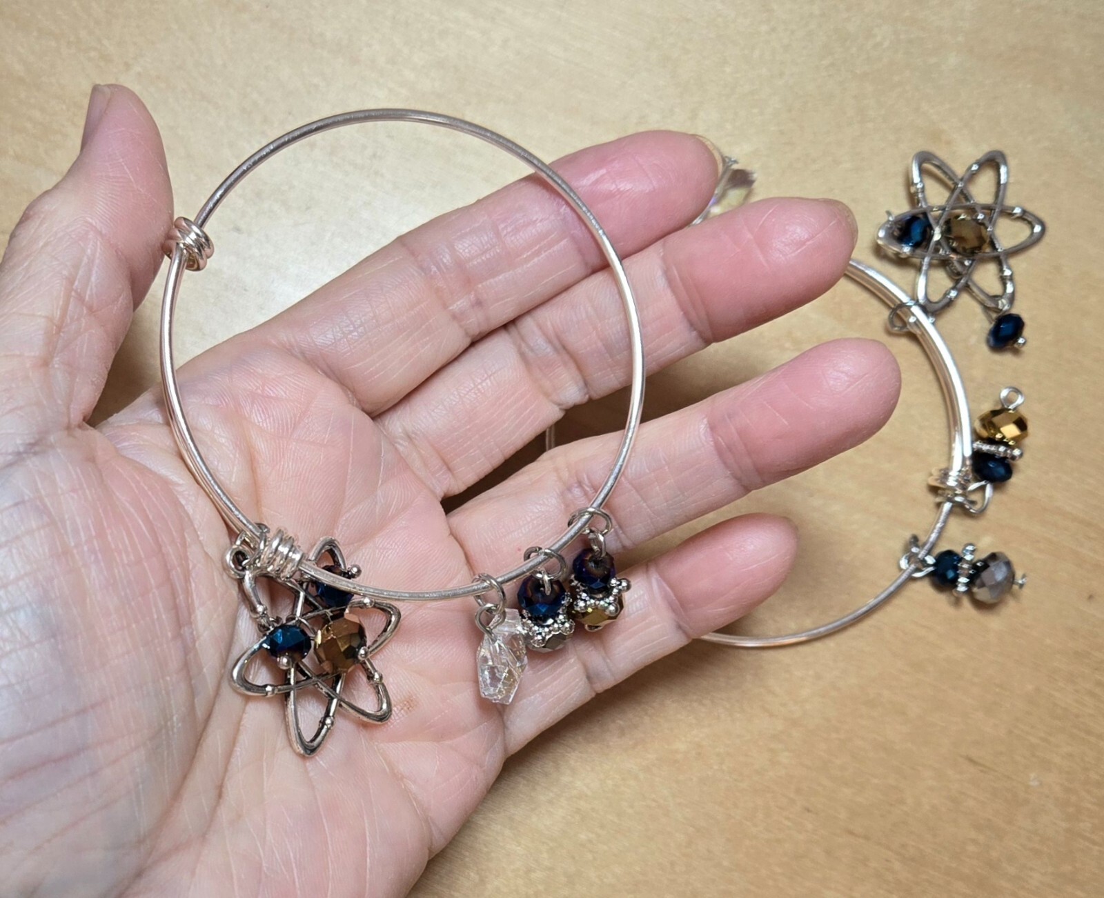 Bangle Bracelet Lot Hairdresser charm Science Alien Rocket Star Handmade 8 pc