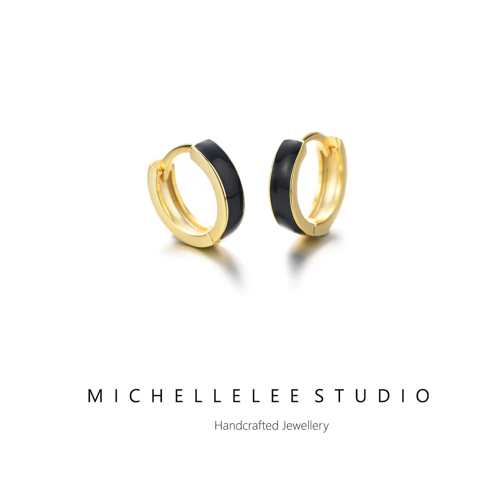 Multi Colour Enameled Huggie Hoop Earrings, Sterling Silver Hoop Earrings