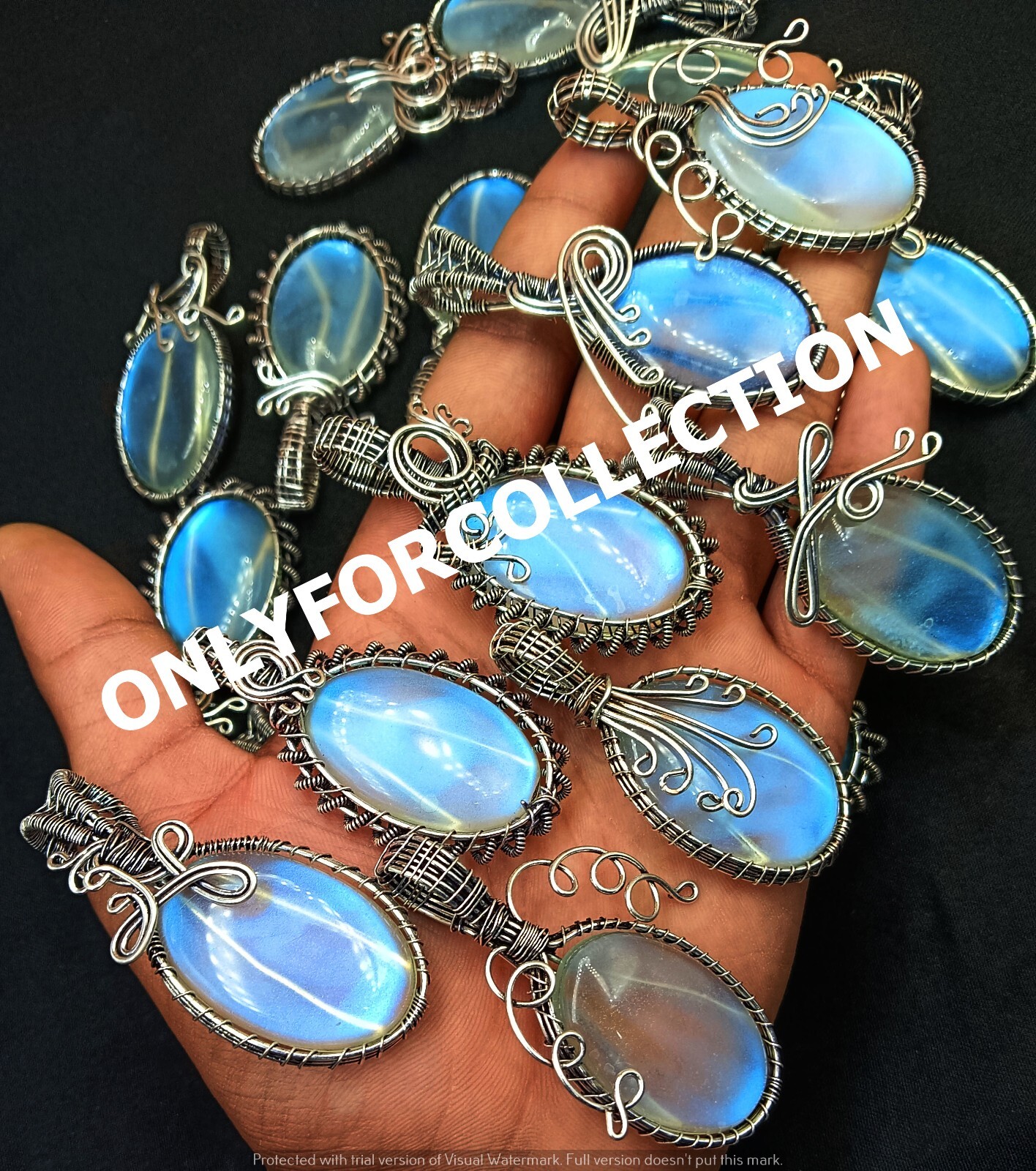 SALE AURORA OPALITE GEMSTONE SILVER WIRE WRAP OXIDIZED 10 PCS DESIGNER PENDANT