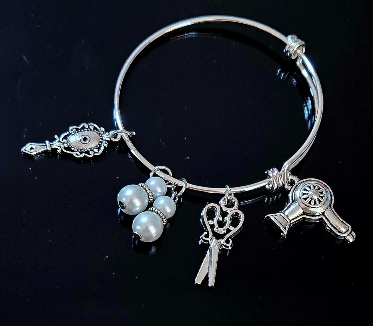 Bangle Bracelet Lot Hairdresser charm Science Alien Rocket Star Handmade 8 pc