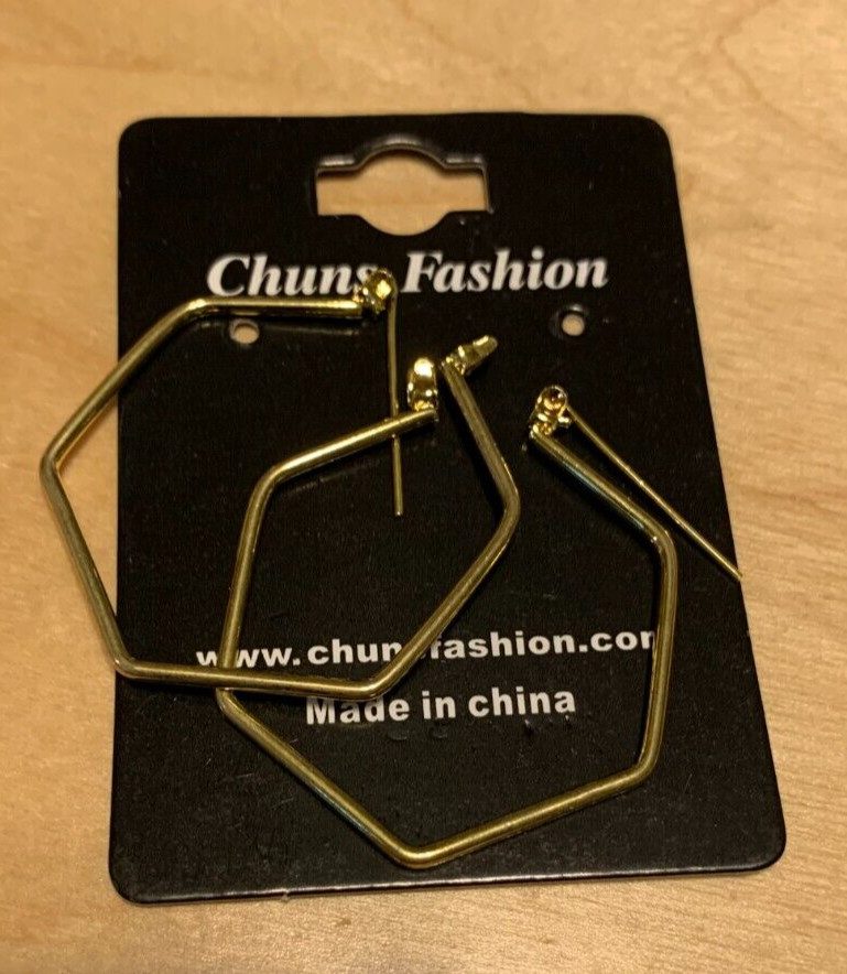 Hoop Fashion Jewelry Earrings Hexagon hoop gold