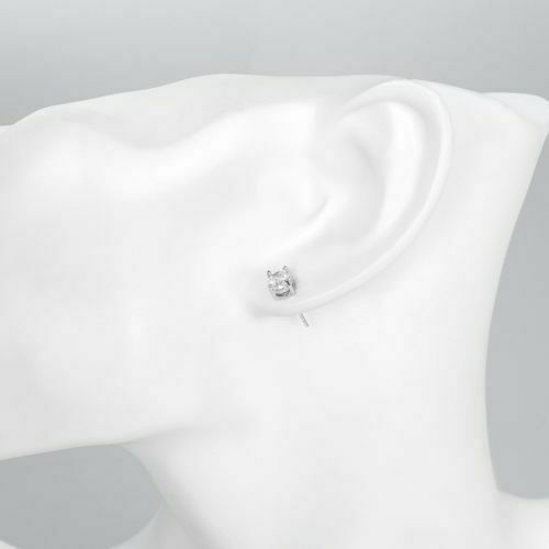 6mm Men Women Sterling Silver Post Stud Crown Cubic Zirconia Earrings Gift