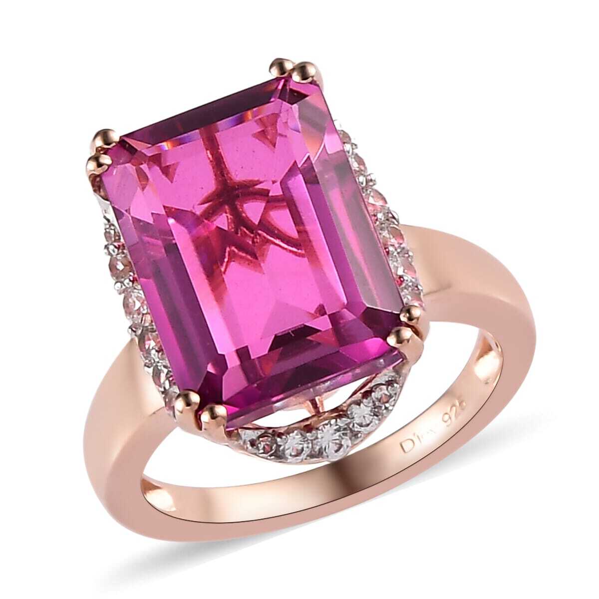 OMG!! 8.00ctw Radiant Orchid Quartz Triplet Ring Vermeil Plated Sterling Size 7
