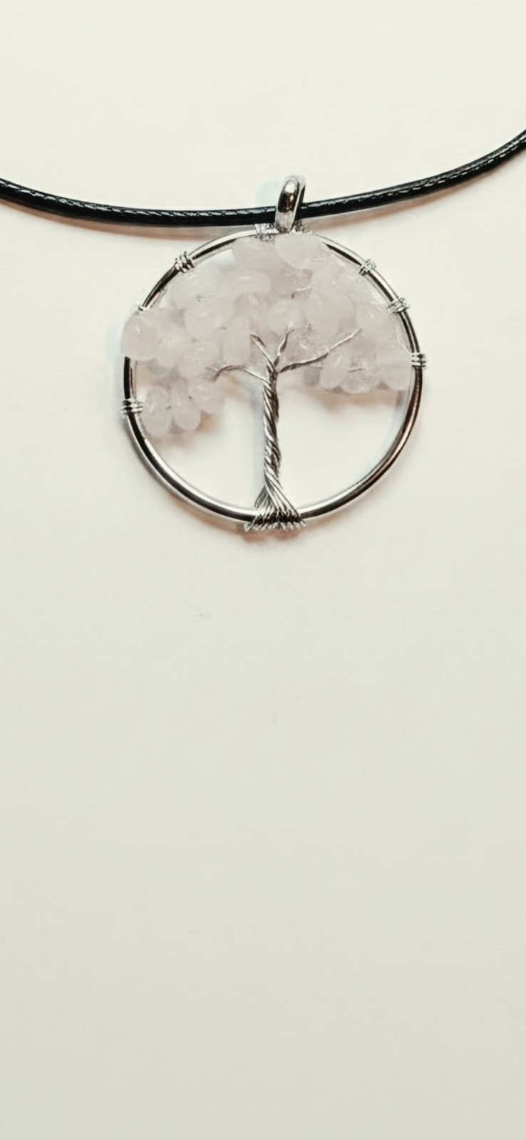 White Quartz Tree of Life Necklace | Gemstone Spiritual Gift
