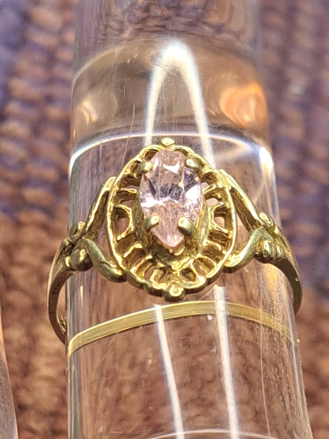 Ring 1 Carat Pink Gemstone Ring in 10K Solid Yellow Gold Size 6.5 11-14