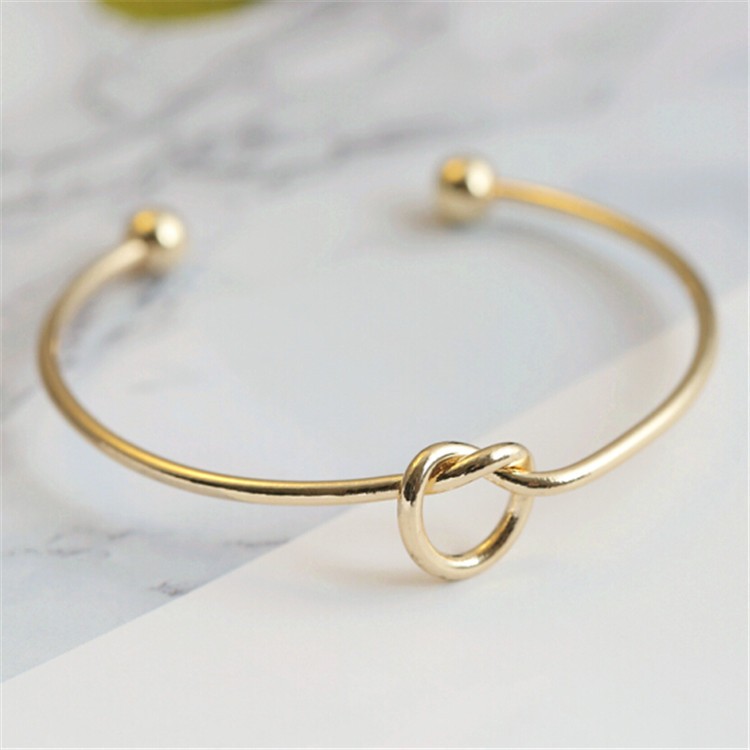 Women Rose Gold Knot Heart Open Cuff Bangle Tribal Bridal Stackable Bracelet