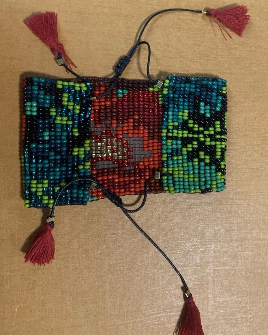 Beaded Bead Bracelet Wide, Colorful Tassels (Green, Red, Black, Etc.)