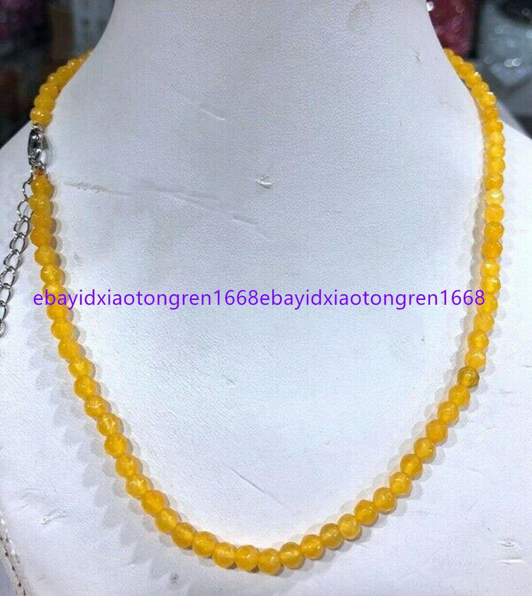 Faceted 4mm Multi-Color Jade/Opal/Agate Round Gemstone Beads Necklace 18″