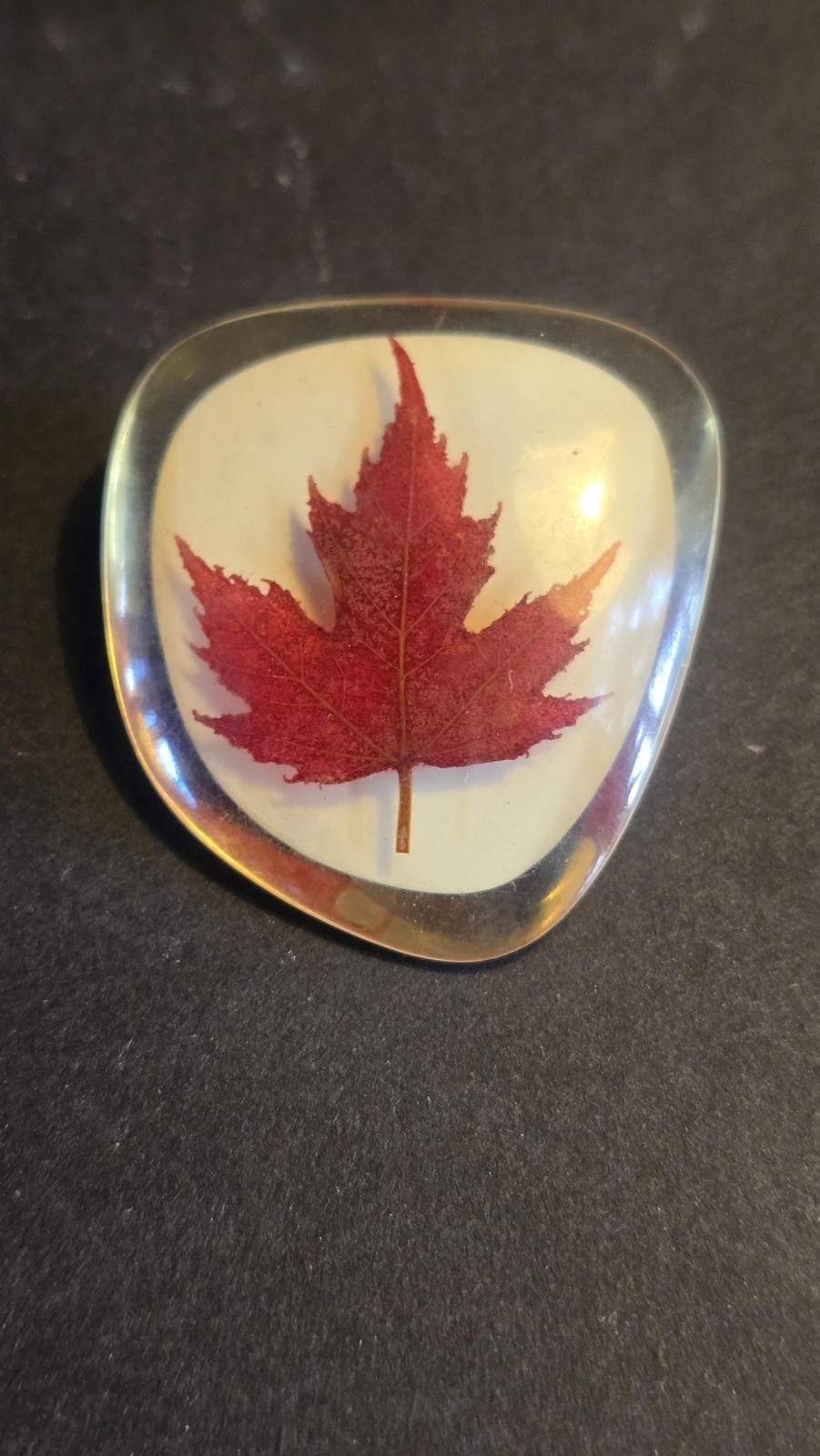 Red Maple Leaf Brooch Pin Clear Resin Handmade Canada Nature Travel Jewelry