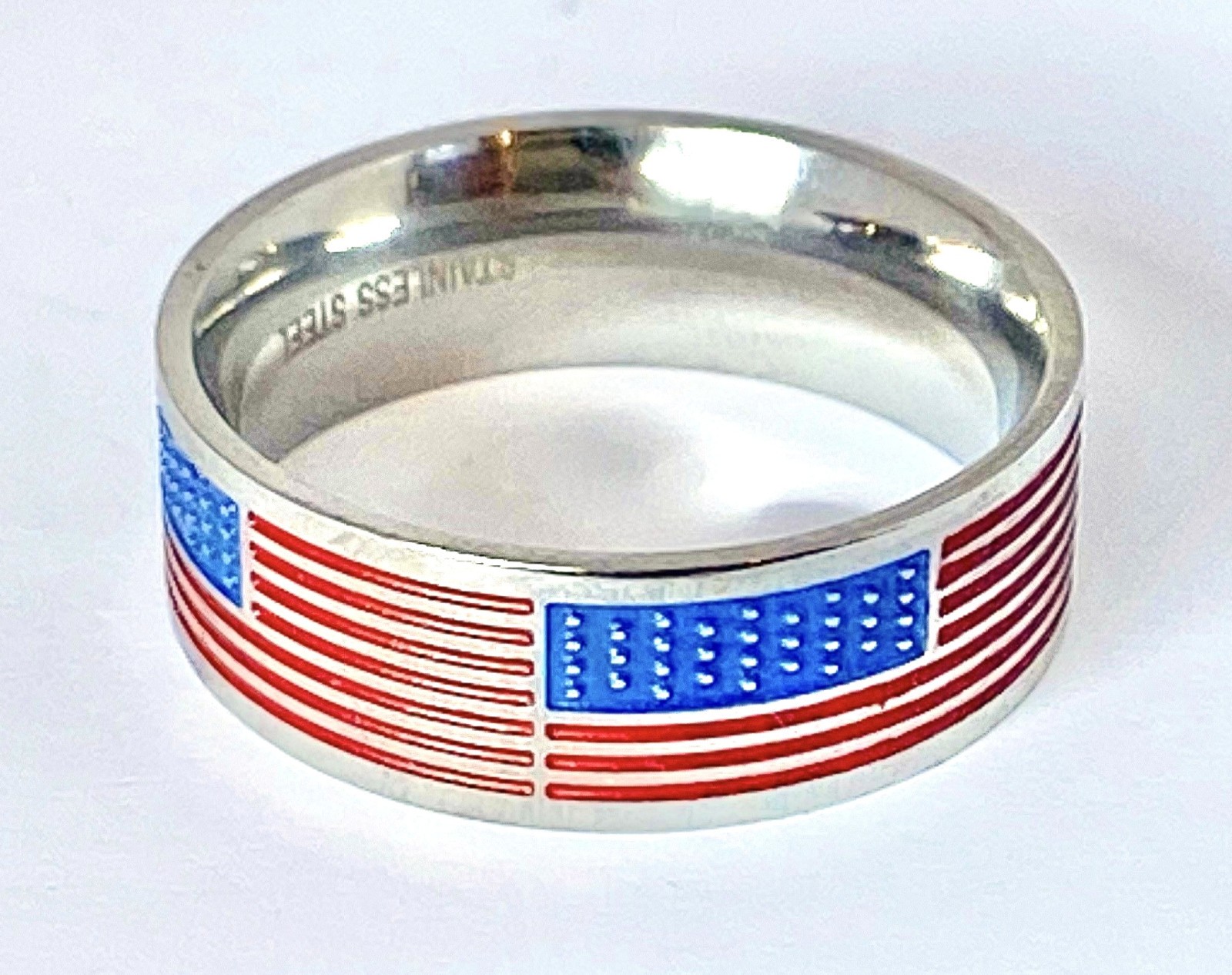 American Flag 316L Stainless Steel Ring United States Star Spangled Banner