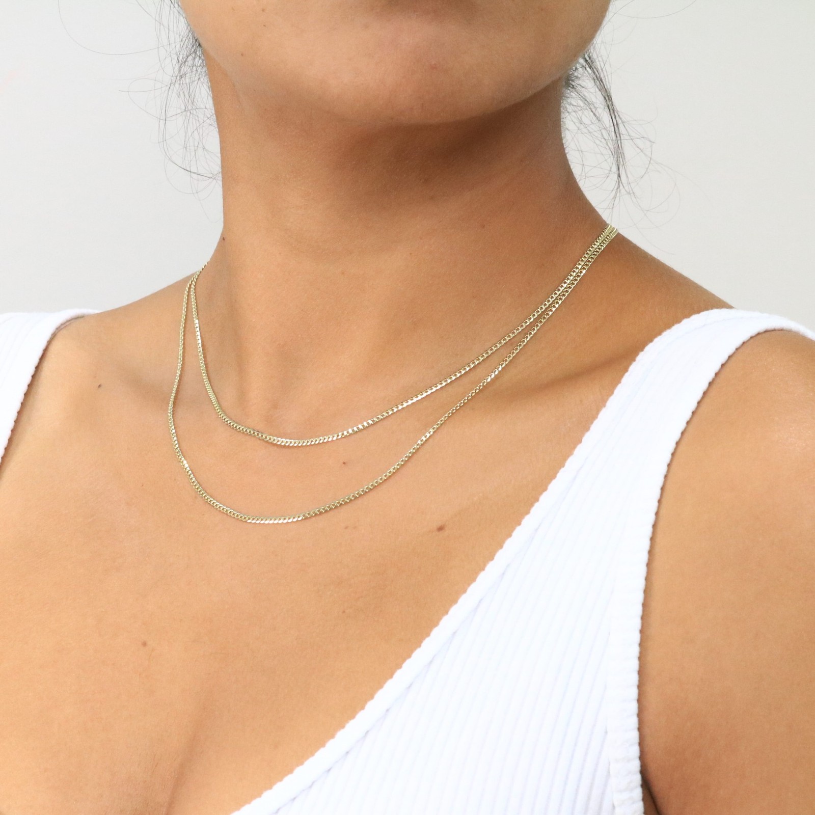 14K Yellow Gold 2mm Solid Curb Cuban Chain Link Mens Womens Necklace 22″