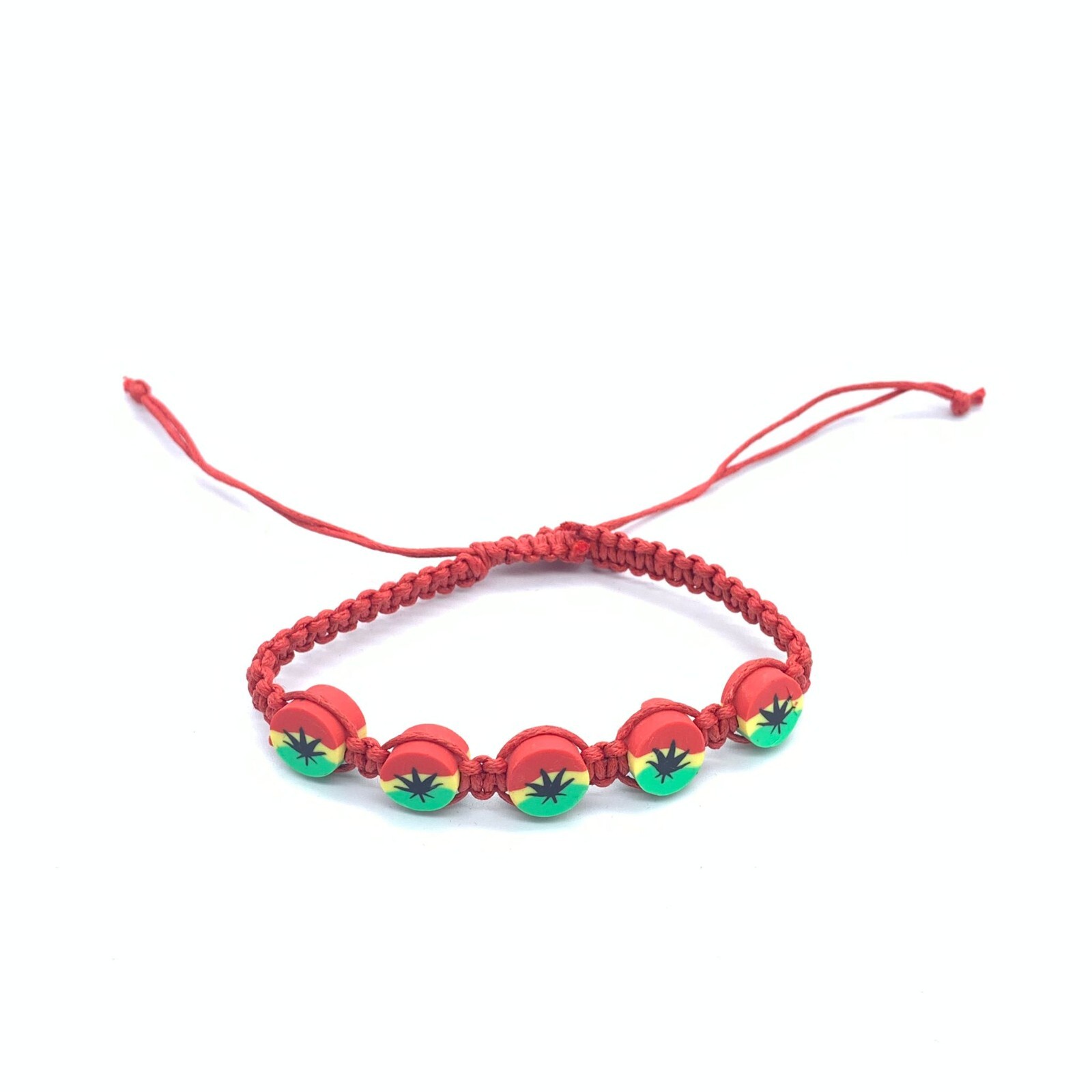 Leaf Beads Rasta Hippie Braided Rope Handmade Cool Bracelets 7in-11in Red
