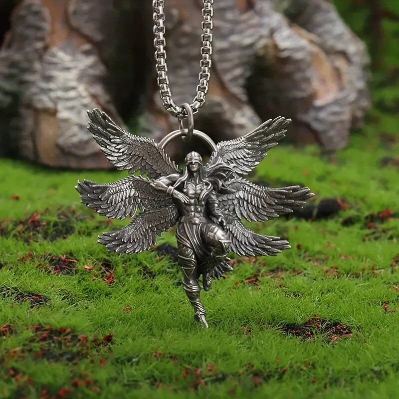 Unique 925 Sterling Silver Fairy Angel Wings Goddess Wicca Charm Amulet Necklace