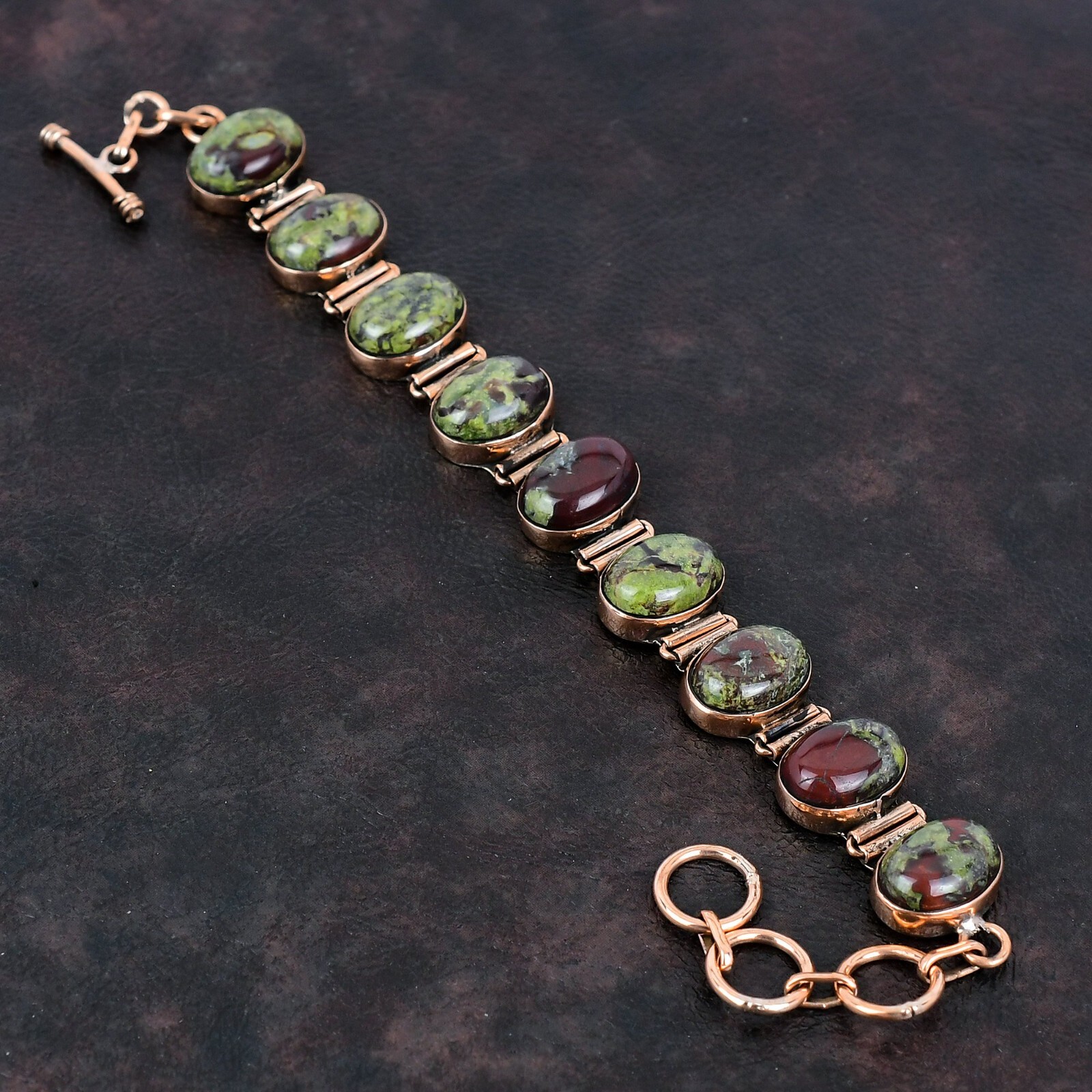 Wedding Gift For Her Copper Dragon Bloodstone Jewelry Adjustable Bracelet 6.0″