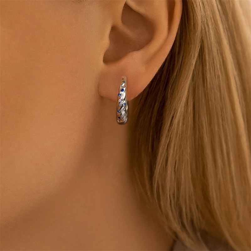 PANDACH 925 Sterling Silver French Hoop Earrings 15mm Women Jewelry Gifts Party