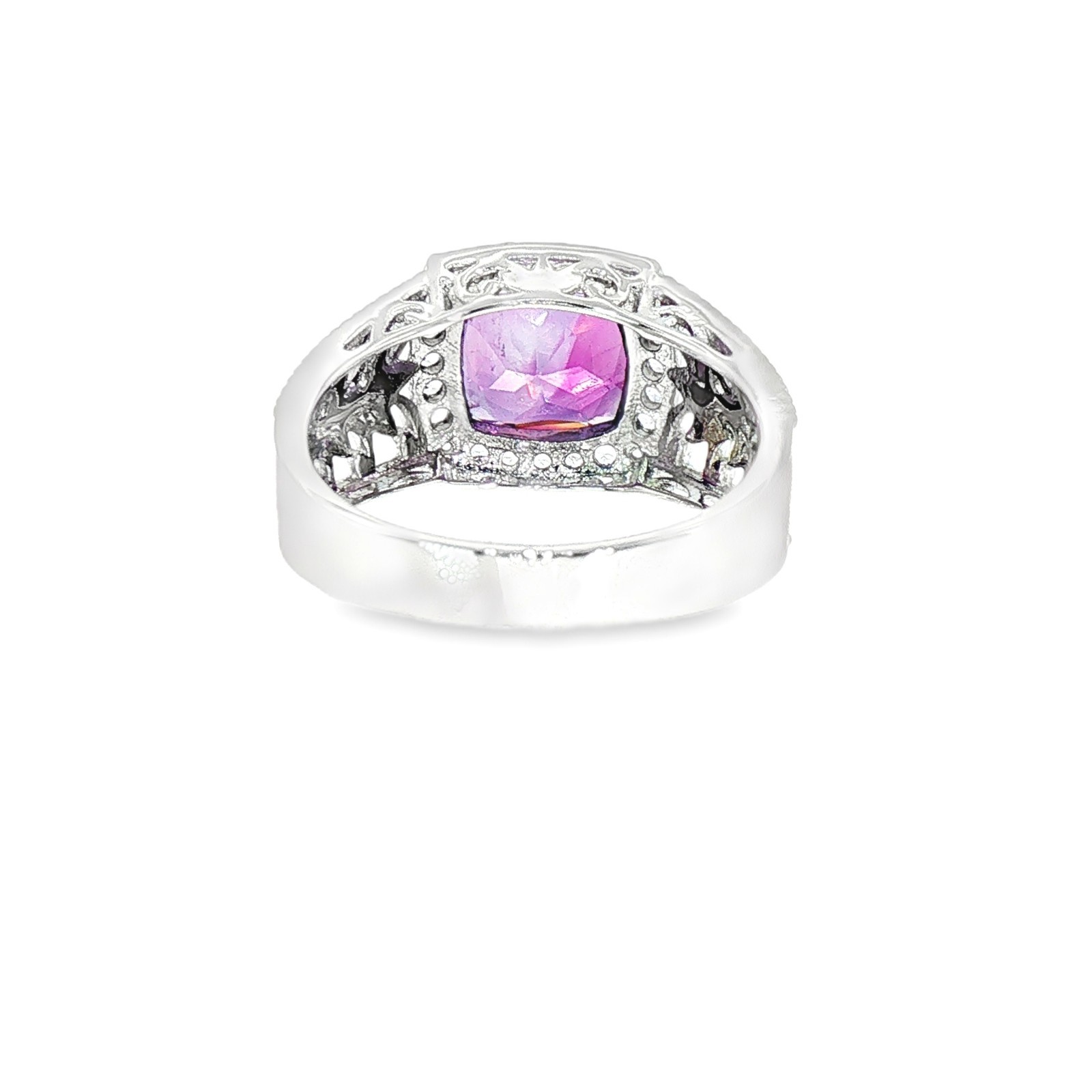 Amethyst Cushion 10X10 MM Ring size 11 925 Sterling Silver Ring Gift Her.