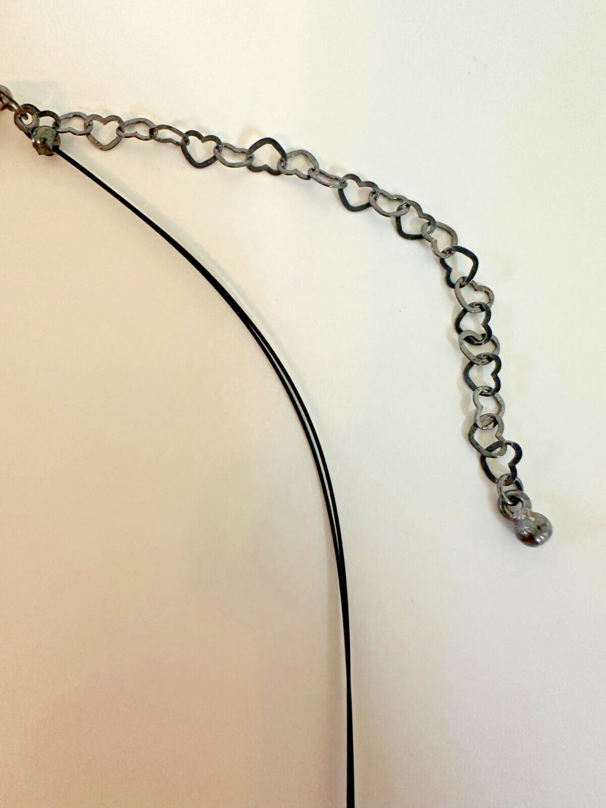 Sterling Silver Wire Necklace Red Grey Glass Bead Faceted Y Drop 12-18 in