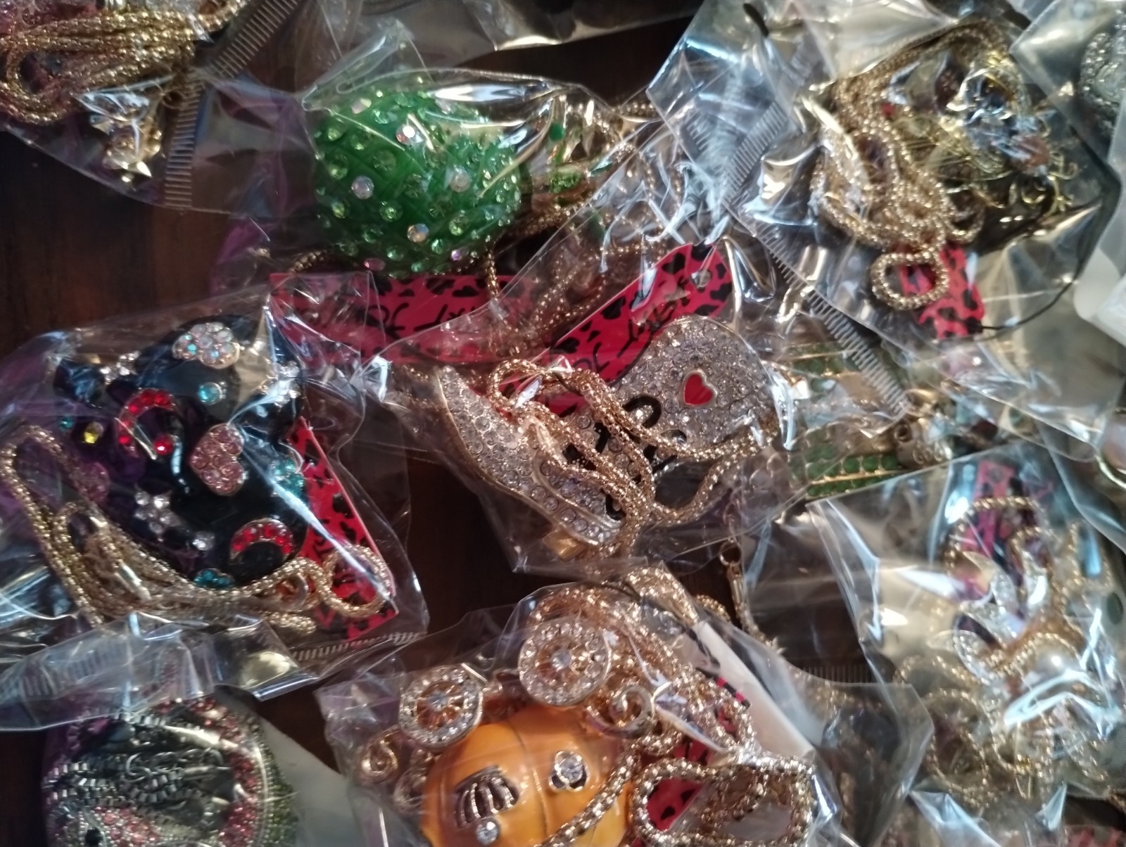 BETSEY JOHNSON Rhinestone novelty pendant necklaces/ Pins Wholesale lot Of 25