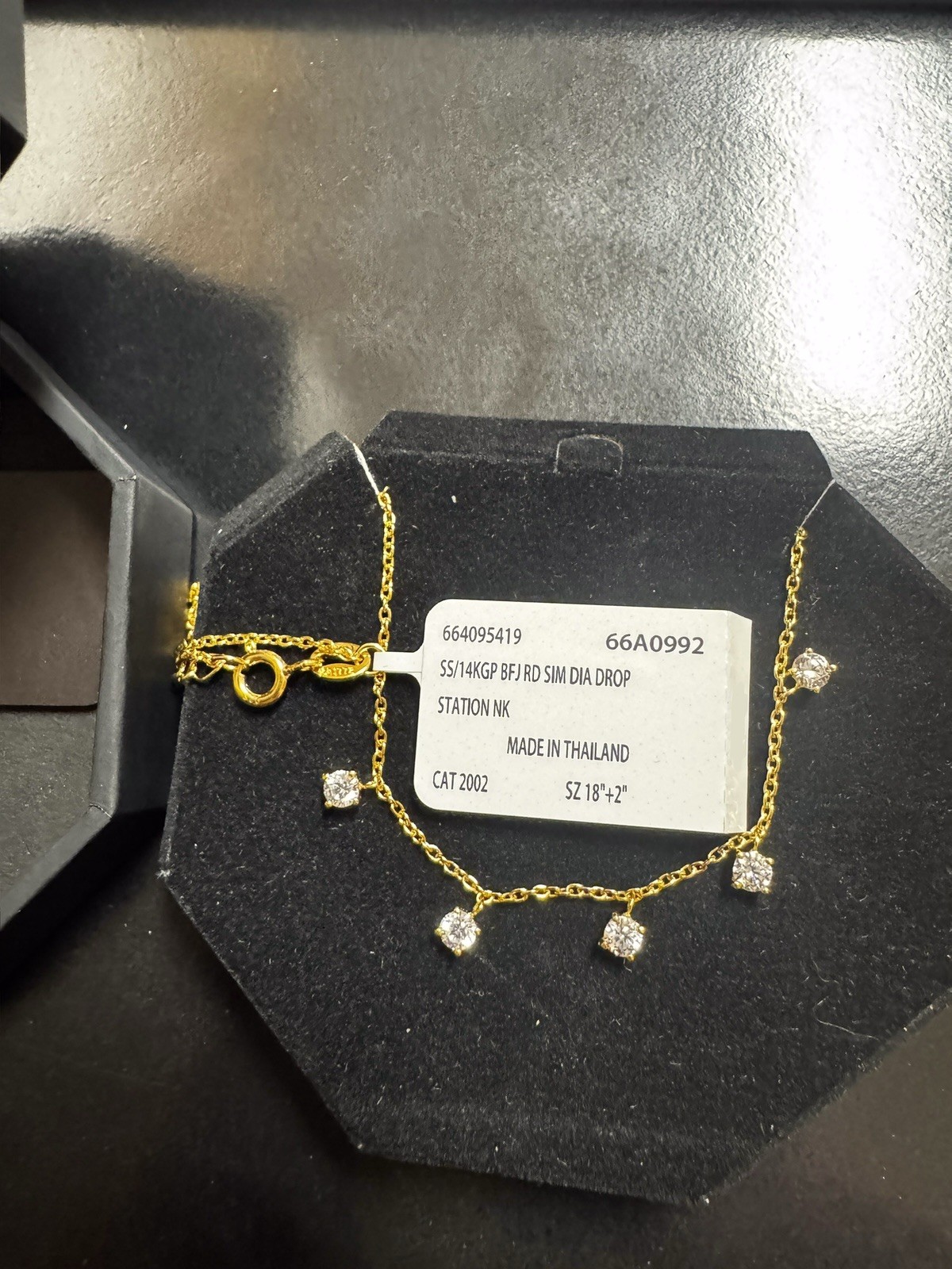 NEW 14K Gold And Silver W/ 5 LG Diamond Necklace